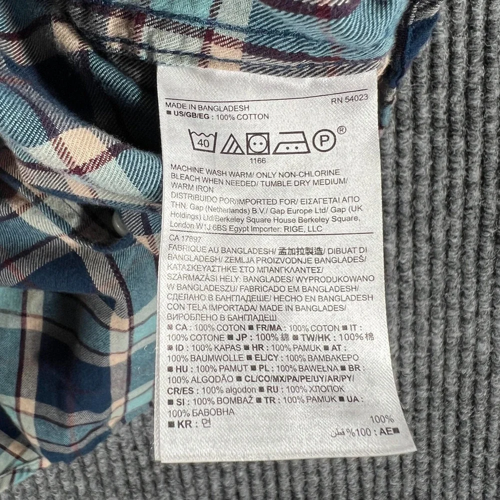 Banana Republic Shirt Mens Medium Blue Plaid Lightweight Flannel Button Up